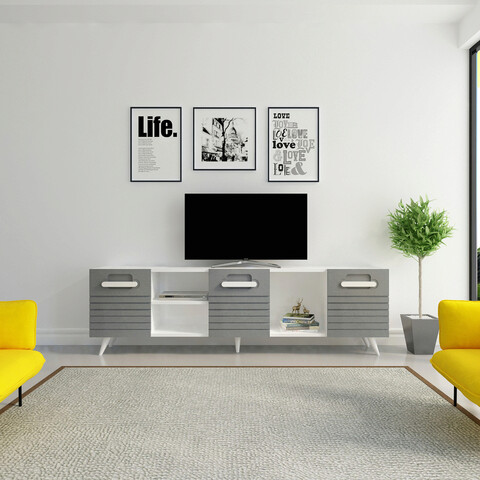 Comoda tv, avva home, wing, 180x53x31.3 cm, antracit/alb