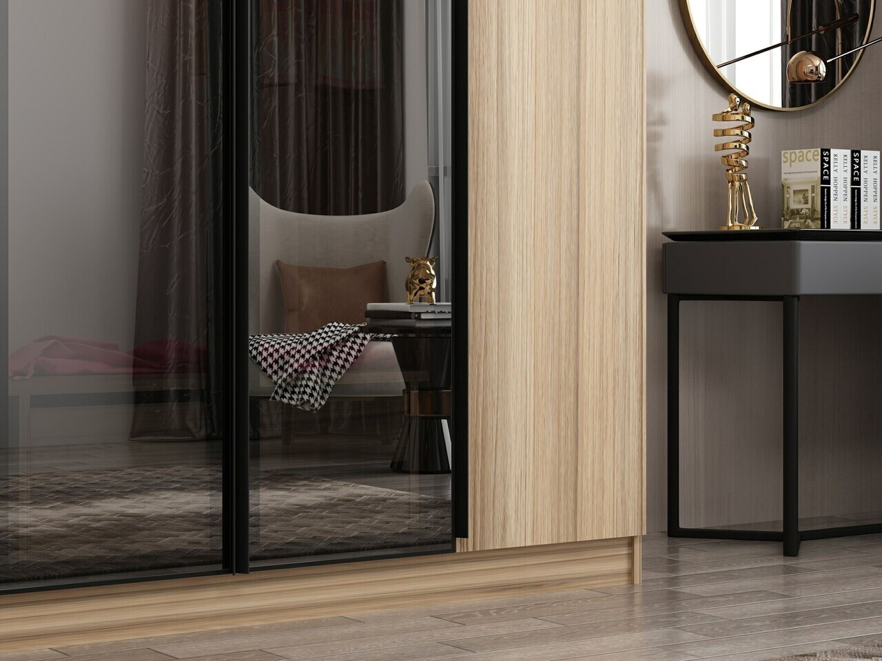 Dulap pentru haine, Hanah Home, Nisa, 180x210x52 cm, Dore — imaginea 5