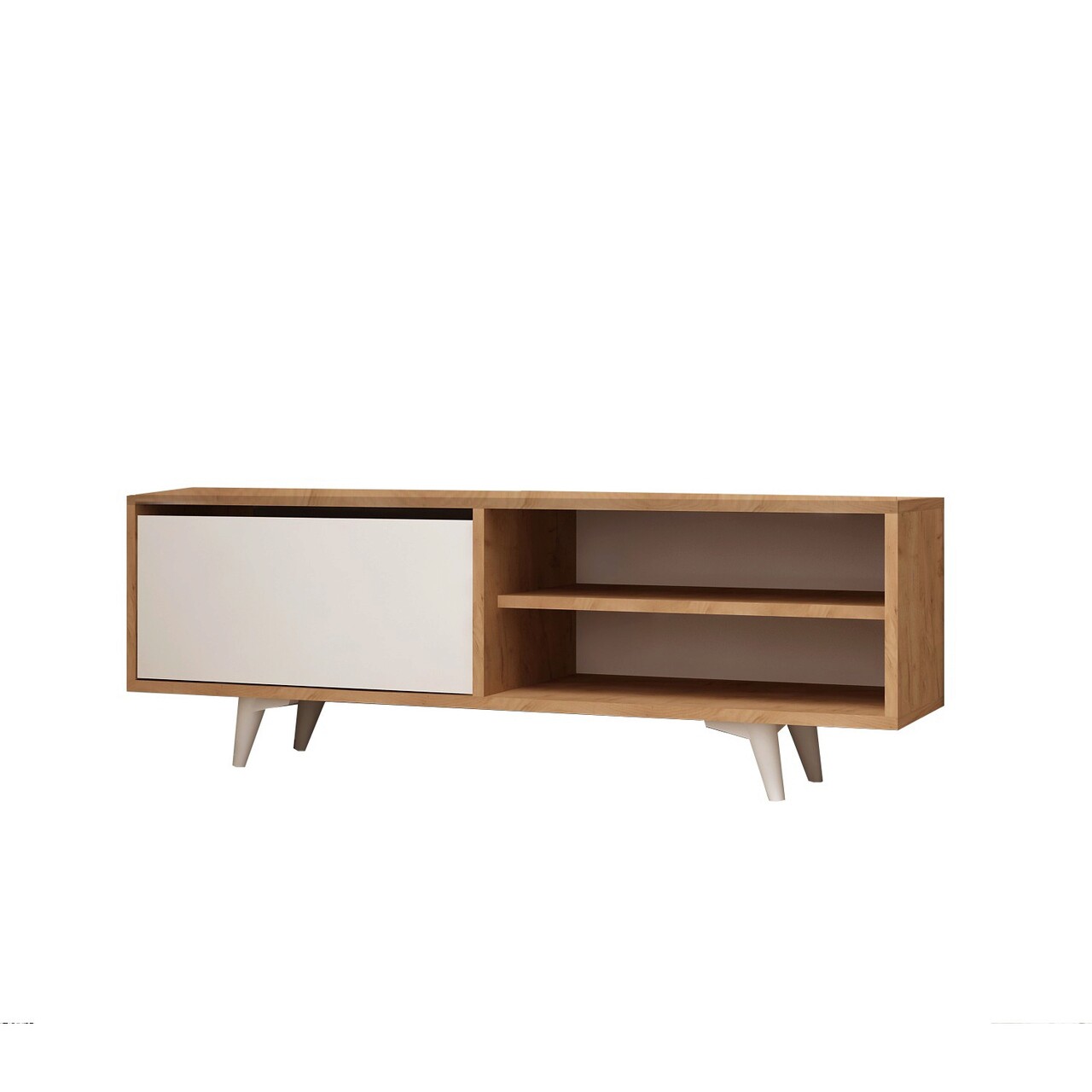 Comoda TV, Mod Design, Maku, 120x47x35 Cm, Stejar / Alb