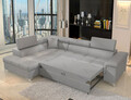 Coltar extensibil stanga 4 locuri ELTAP, ERI-39, Eridano, 275x202x88 cm, lemn/poliester, gri deschis