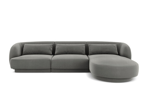 Coltar dreapta 4 locuri, Tulum, Cosmopolitan Design, 255x156x70 cm, catifea, gri deschis