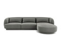 Coltar dreapta 4 locuri, Tulum, Cosmopolitan Design, 255x156x70 cm, catifea, gri deschis