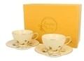 Set 2 cesti cu farfurie Butterfly, Duo, 260 ml, portelan, multicolor