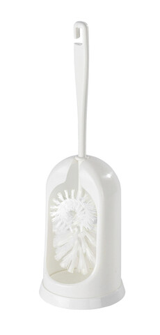 Perie pentru toaleta, wenko, standard white, 14 x 14 x 40 cm, plastic, alb
