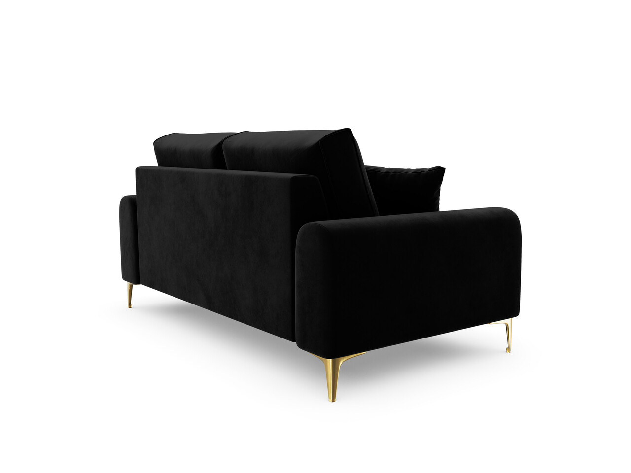 Canapea, Madara, Mazzini Sofas, 2 locuri, gold legs, 172x102x90 cm, catifea, negru