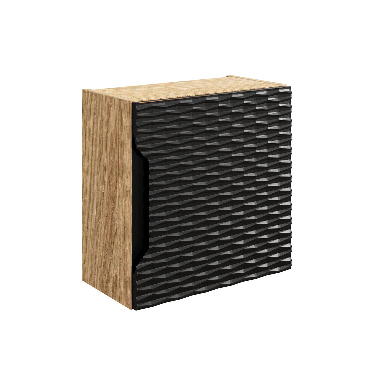 Dulap suspendat cu 1 usa, Ocean Black, Comad, 35x19x35 cm, MDF/PAL laminat, negru mat/stejar — imaginea 3