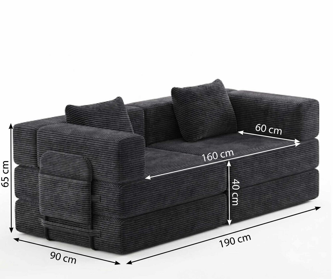 Canapea extensibila 3 locuri, Atelier del Sofa, 326NYR1156, Negru — imaginea 8
