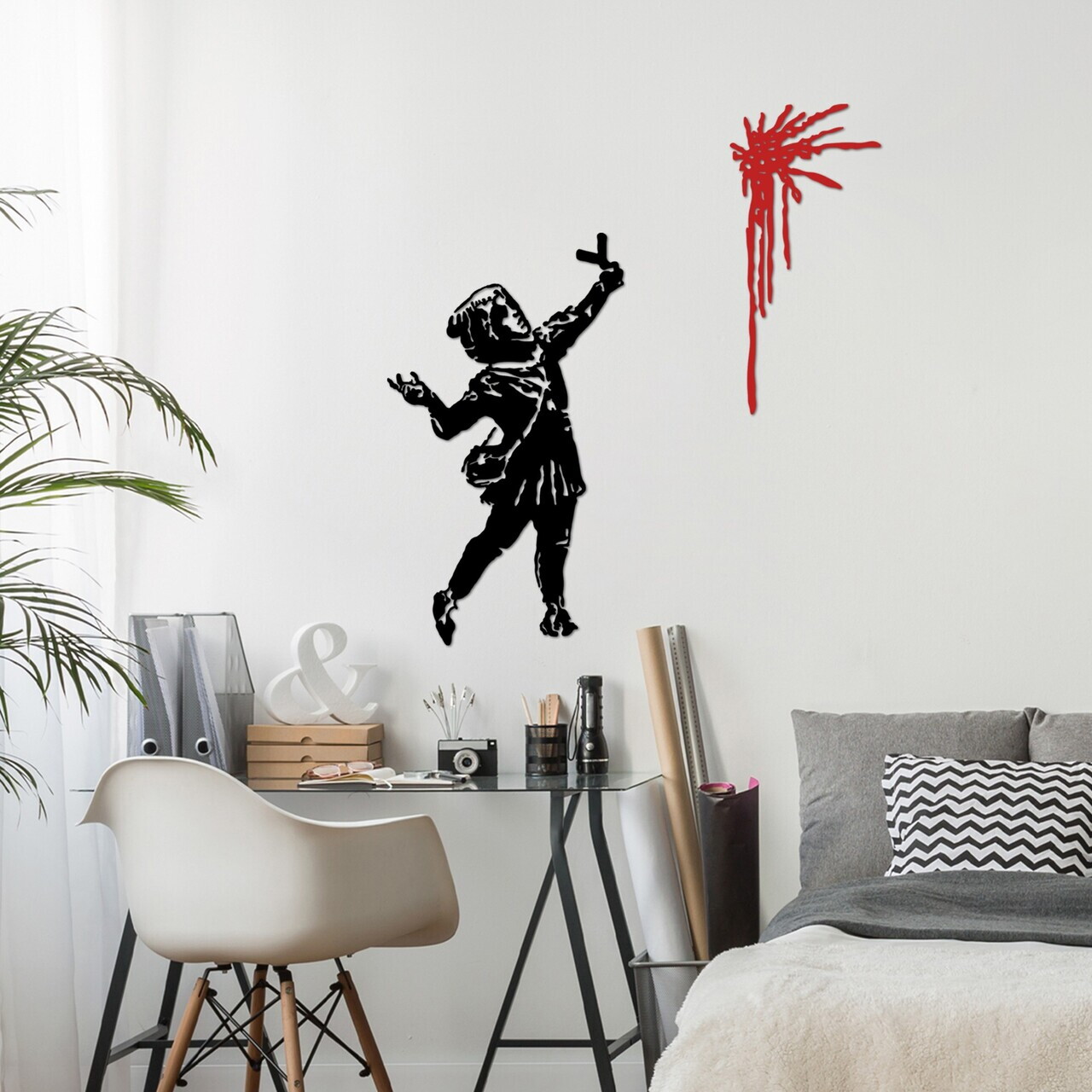 Decoratiune de perete, Banksy Metal 09, Metal, (Grosime: 1,5 mm), Negru — imaginea 2