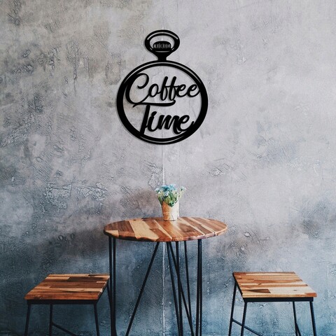 Decoratiune de perete, coffee time, metal, dimensiune: 40 x 50 cm, negru