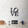 Decoratiune de perete, Love, Metal, Dimensiune: 33 x 34 cm, Negru