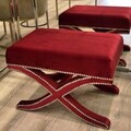 Taburet, Qunef, Pelona Capraz Pouffe 60, 40x60 cm, Cadru: 100% MDF, Rosu