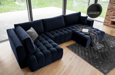 Coltar extensibil dreapta 6 locuri ELTAP, RT-40LO, Bonito, 350x175x92 cm, lemn/poliester, albastru inchis