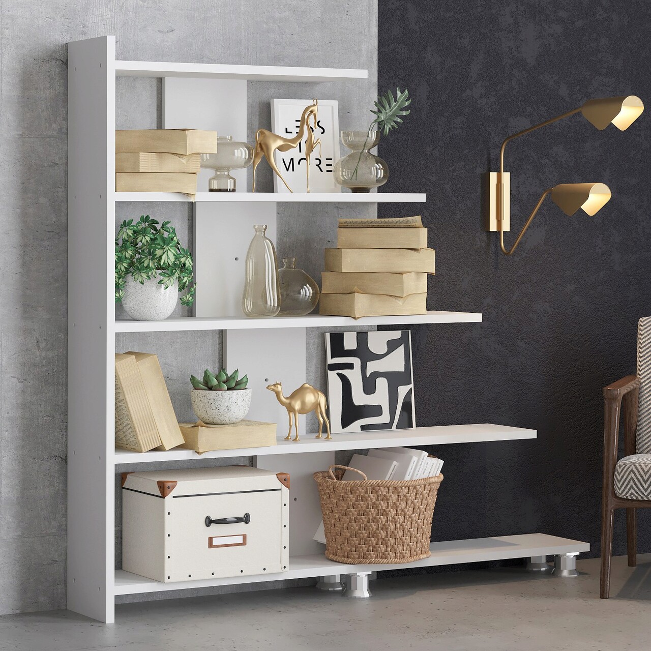 Corp biblioteca, Elegance, Reward, 122x120x20 cm, Alb - 1 | YEO