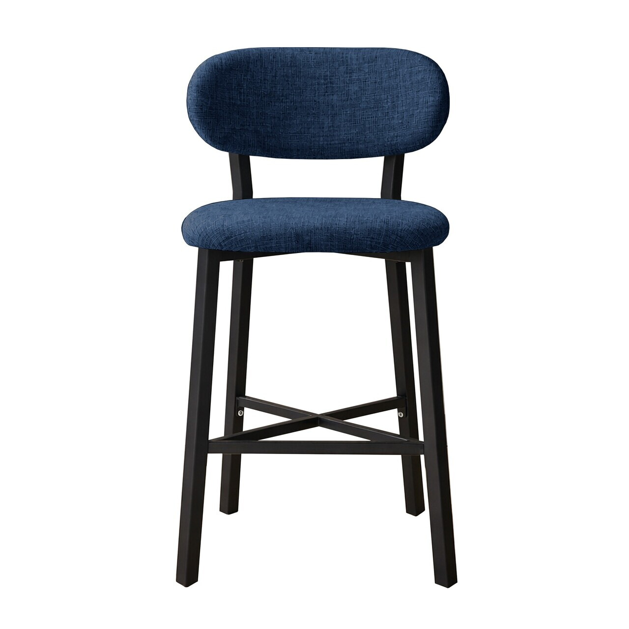 Scaun de bar, Hanah Home, Luna, 42x100x45 cm, Fier/Poliester/In, Albastru navy — imaginea 5