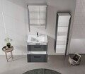 Set Dulap de Baie cu Chiuvetă și Oglindă (2 Piese), Hanah Home, Bari 65 v2, Antracit mat