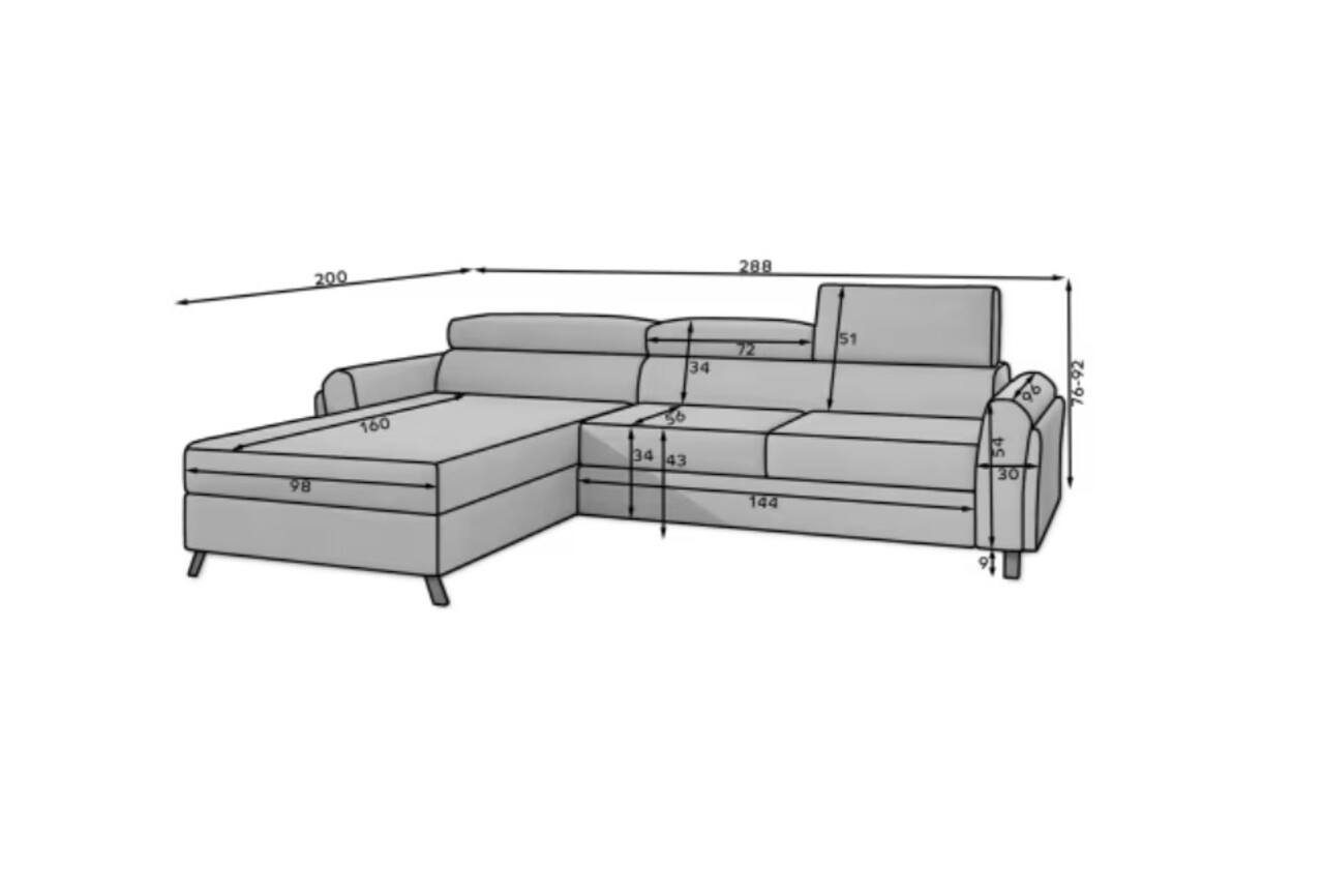 Coltar extensibil dreapta 4 locuri ELTAP, Mari-70, Mariall, 288x200x92 cm, lemn/poliester, albastru