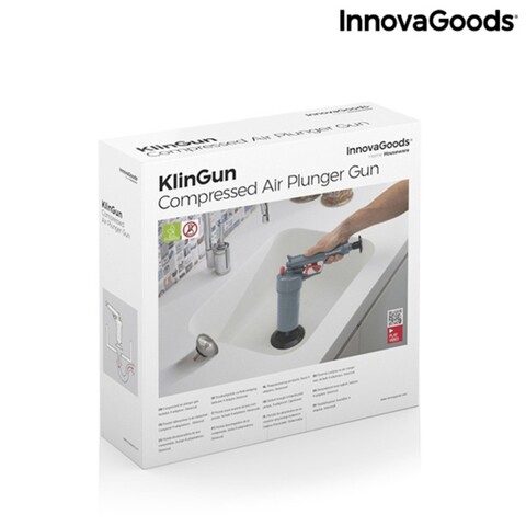 Pompa cu aer comprimat cu 4 accesorii pentru desfundat chiuveta / cada / dus, KlinGun InnovaGoods