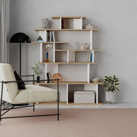 Corp biblioteca, homitis, apollon, 120x149x29.2 cm, stejar / alb
