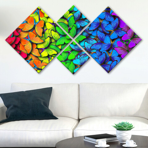 Set 4 tablouri decorative, 4MDF784675318, MDF, Imprimat UV, Multicolor Evans