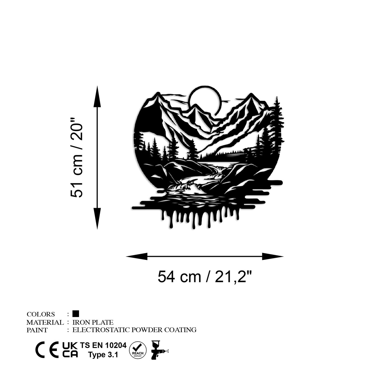 Decoratiune de perete, Montain River, Dimensiuni: 51 x 54 cm, Negru - view 7