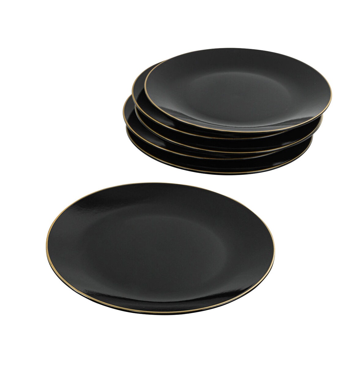 Set 6 Farfurii Intinse ST040106F650, Keramika, 25x25x3.7 Cm, Ceramica, Negru