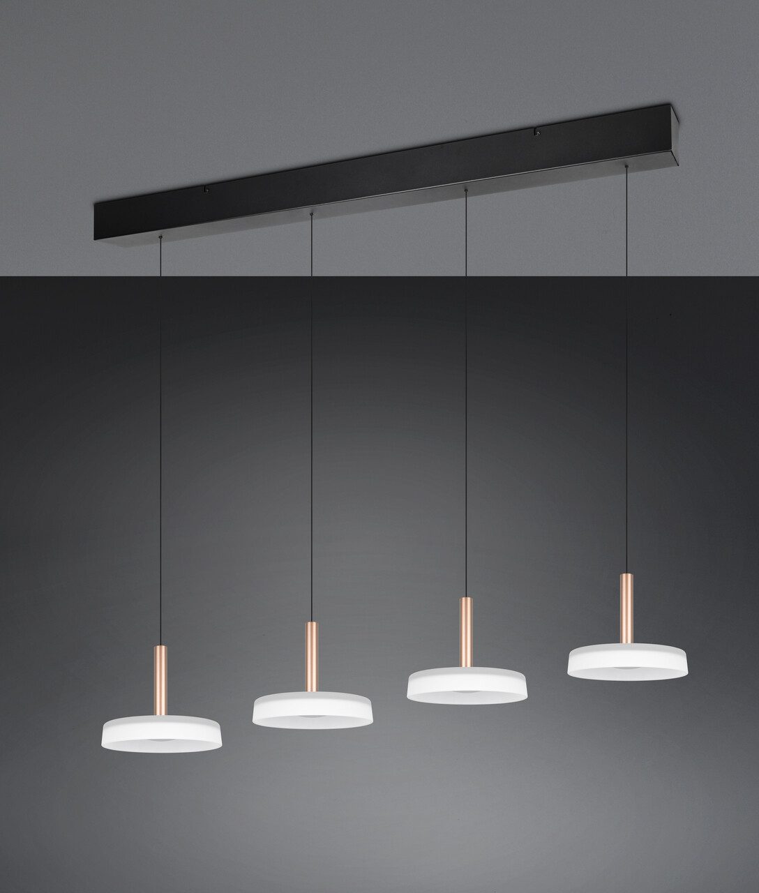 Lustra Celeste, TRIO, 115x22x200 cm, 7W, 4x SMD LED, metal, negru/alb - 2 | YEO