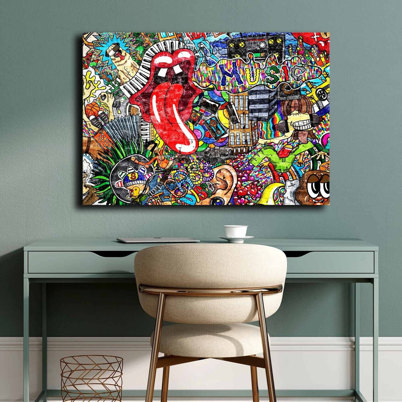 Tablou decorativ, 70100POP-009, Canvas, Lemn, Multicolor — imaginea 3