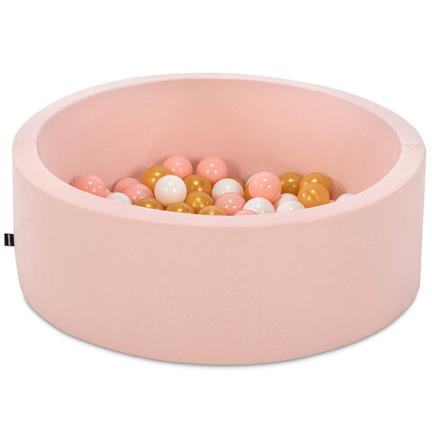Piscina cu bile, bubble pops v12, 150 bile, Ø85 x 30 cm, bumbac/plastic, roz