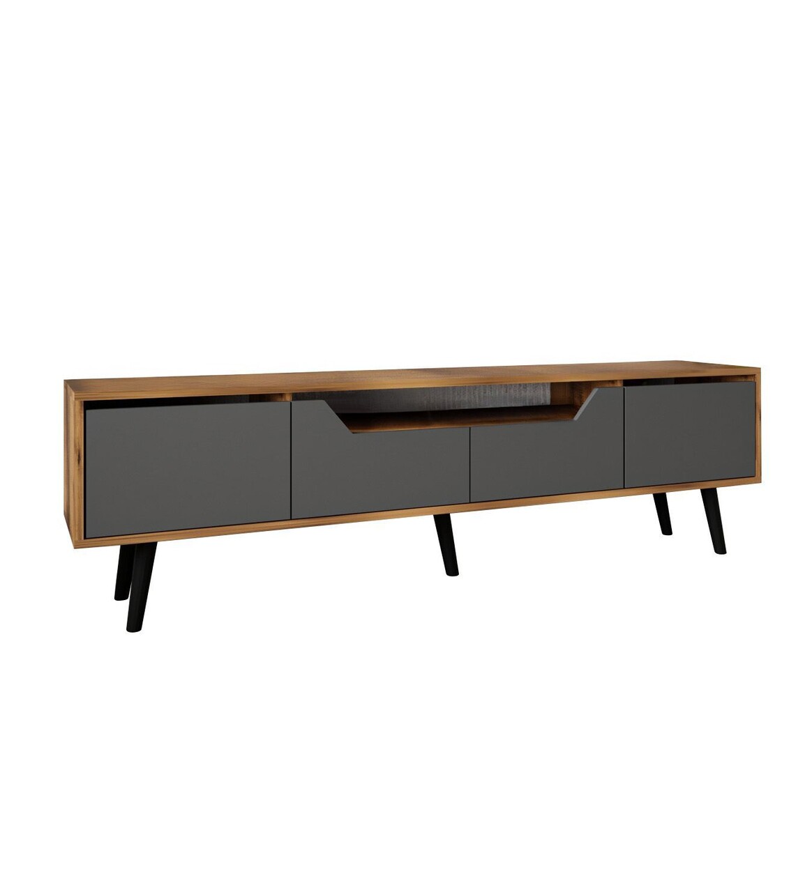 Comoda TV, Hanah Home, Roma 180, 180x48x29.8 cm, PAL, Nuc / Antracit - imagine 5