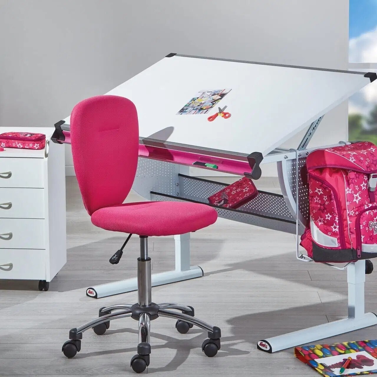 Birou reglabil pe inaltime Matts 3 In 1, Inter Link, 118x72.5x63-93 cm, MDF, alb - view 9