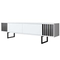 Comoda TV, Bexley, Chrome Line, Alb/Negru