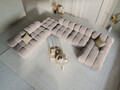 Coltar panoramic modular stanga 7 locuri, Bellis-51, Micadoni Home, 376x282x70 cm, catifea, cappuccino