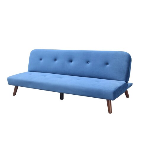Canapea extensibila Rinko, Homla, 3 locuri, 195x81x74 cm, lemn/catifea din poliester, albastru