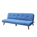 Canapea extensibila Rinko, Homla, 3 locuri, 195x81x74 cm, lemn/catifea din poliester, albastru