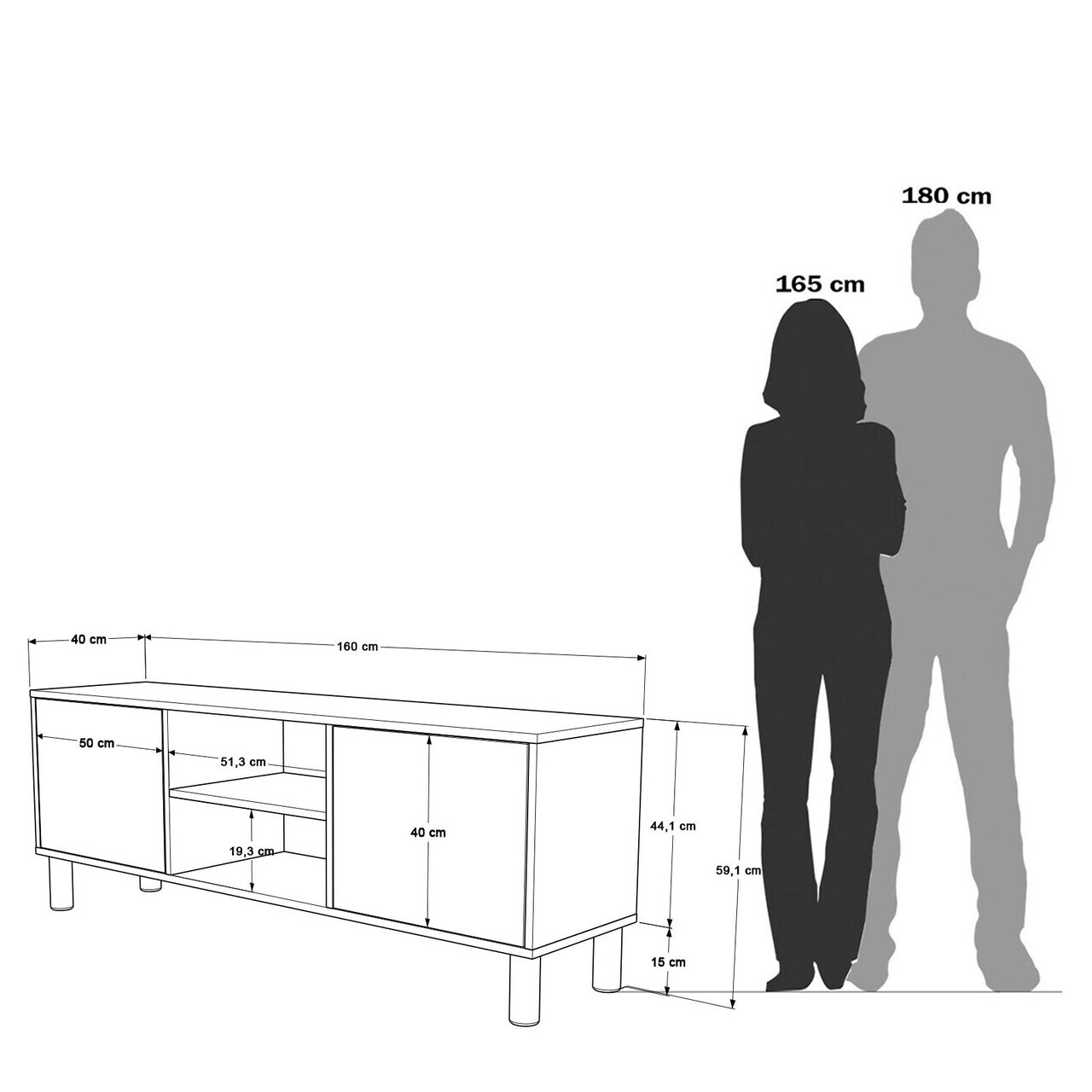 Comoda TV, Hanah Home, ALS1-W, 160x59.1x40 cm, PAL, Alb — imaginea 7