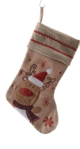 Decoratiune Stocking Reindeer, Decoris, 25x45 cm, poliester, multicolor