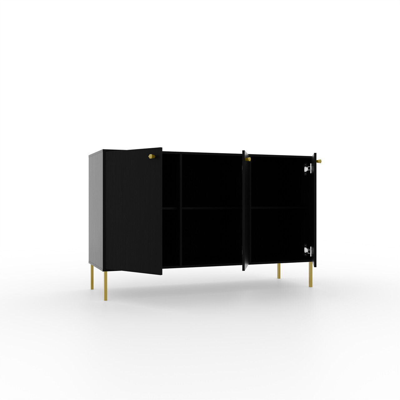 Comoda ADRK, Tili 3D, 124.5x40.8x73.9 cm, PAL laminat, negru — imaginea 3