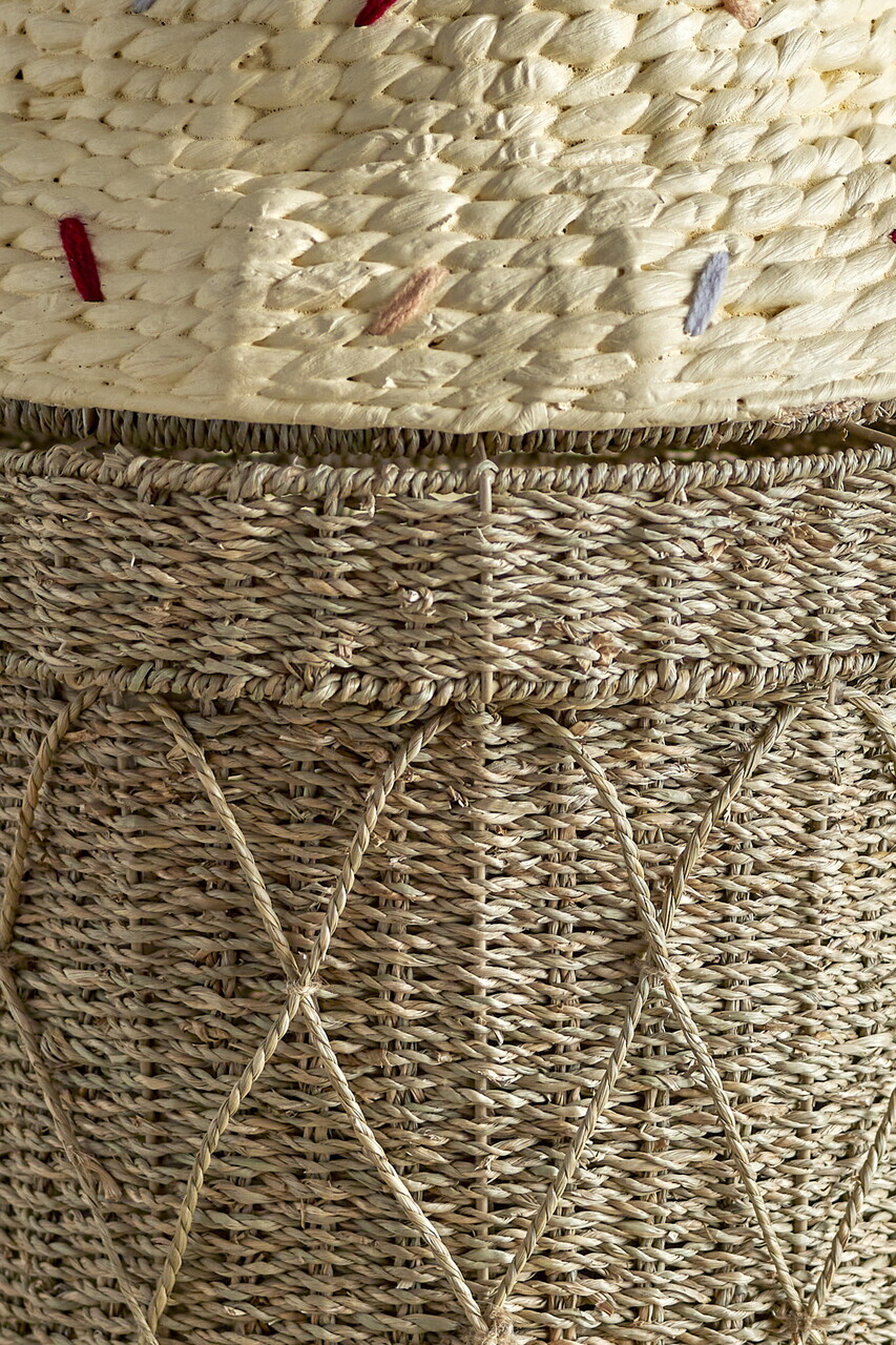 Cos cu capac, Bloomingville, Cillie, 40x72 cm, iarba de mare impletita/otel, natural - imagine 5