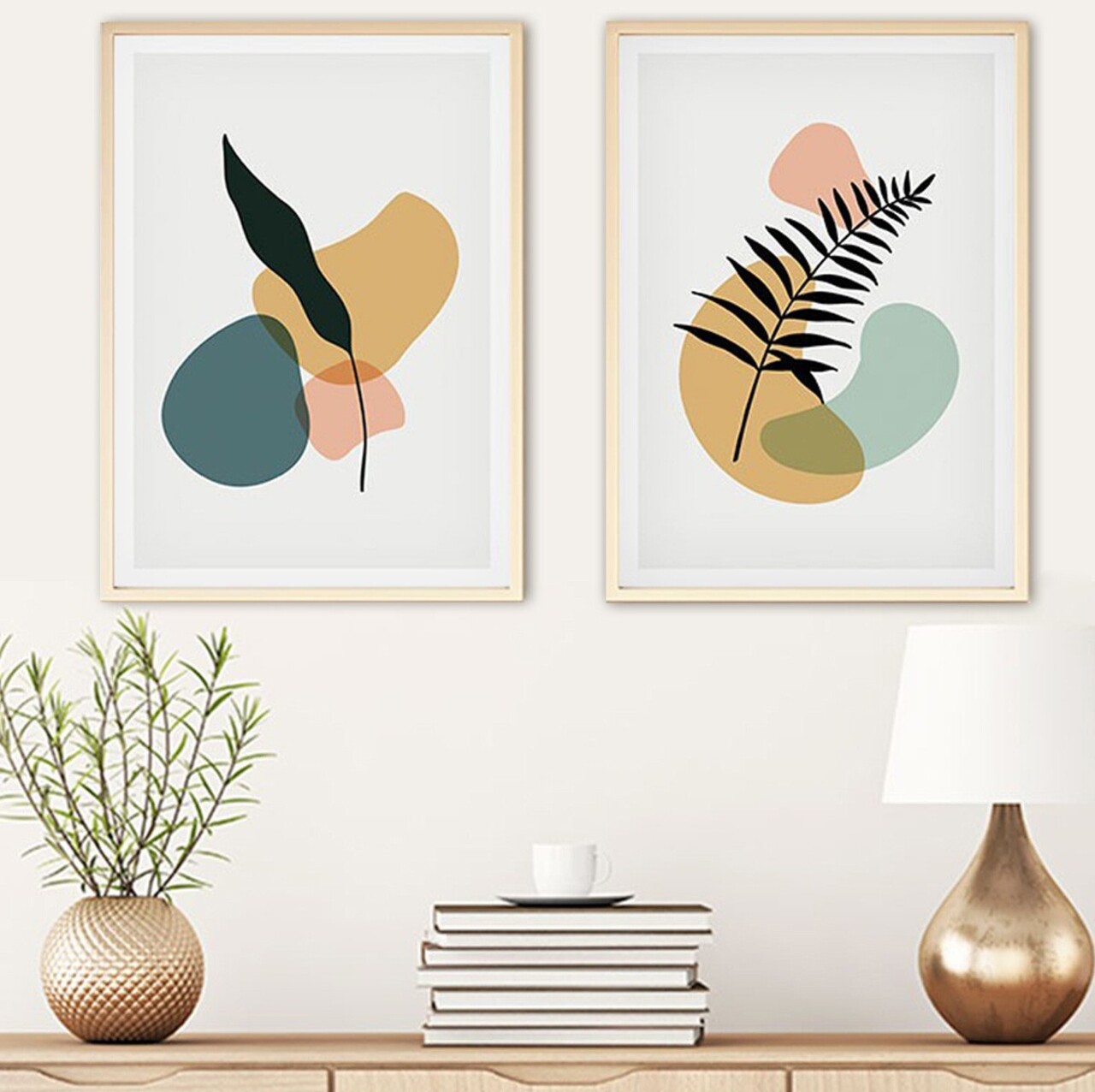 Set 2 tablouri decorative Huhu124 Cadru: 100% LEMN MASIV (Grosime: 25 cm) Multicolor