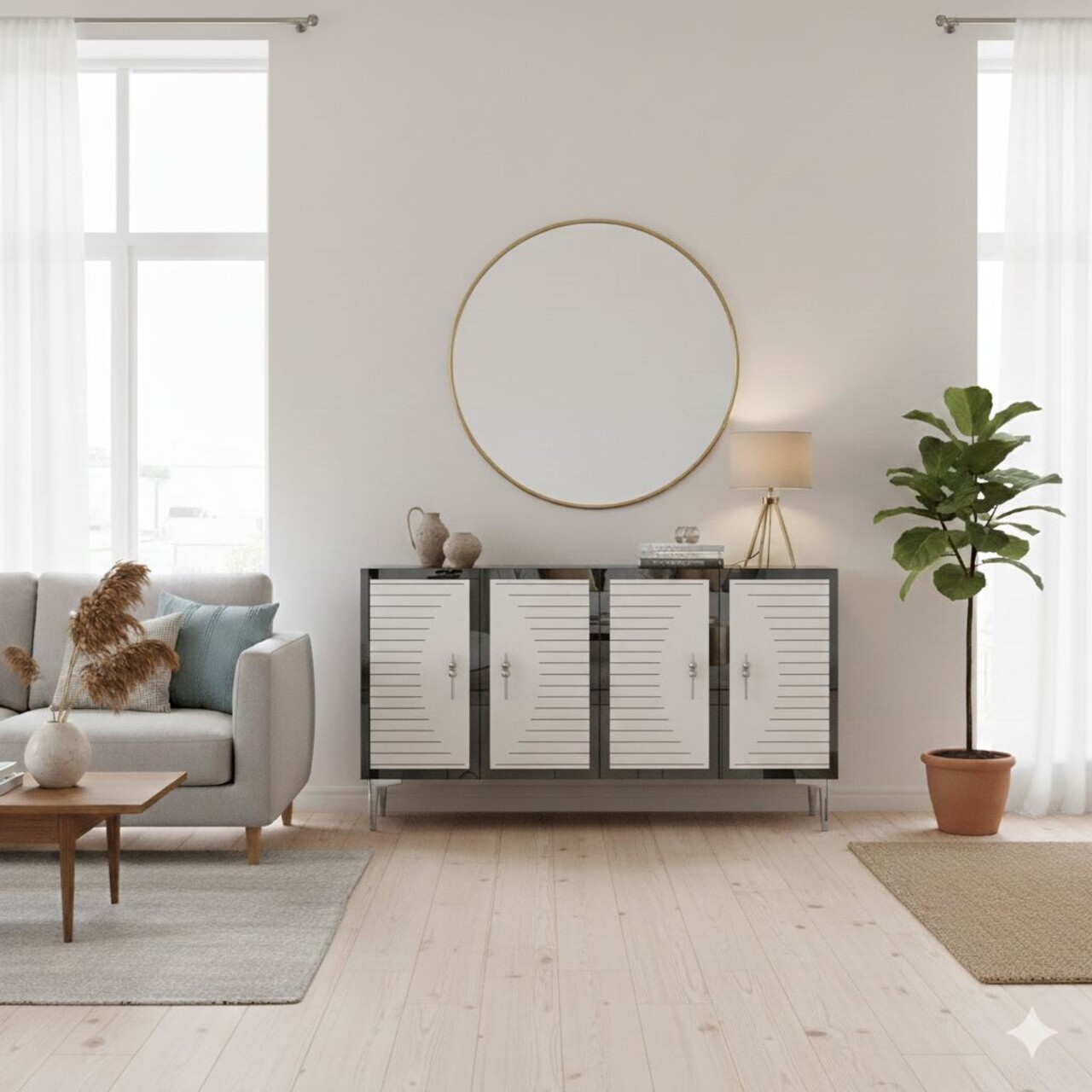 Consola, Hanah Home, Tuna 120, 120x75x32 cm, Alb / Argintiu - view 4