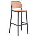 Scaun de bar pentru gradina Juniper, Pakoworld, 51x52x102.5 cm, polipropilena cu protectie UV, bej/negru