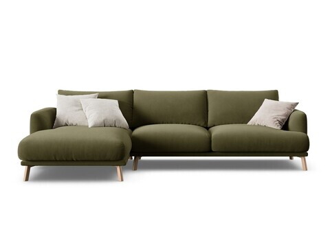 Coltar stanga 4 locuri, Naomi, Micadoni Home, 285x170x75 cm, catifea, verde