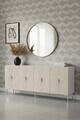 Consola, Hanah Home, Ayshe 180, 180x75x32 cm, White / Travertine / Silver