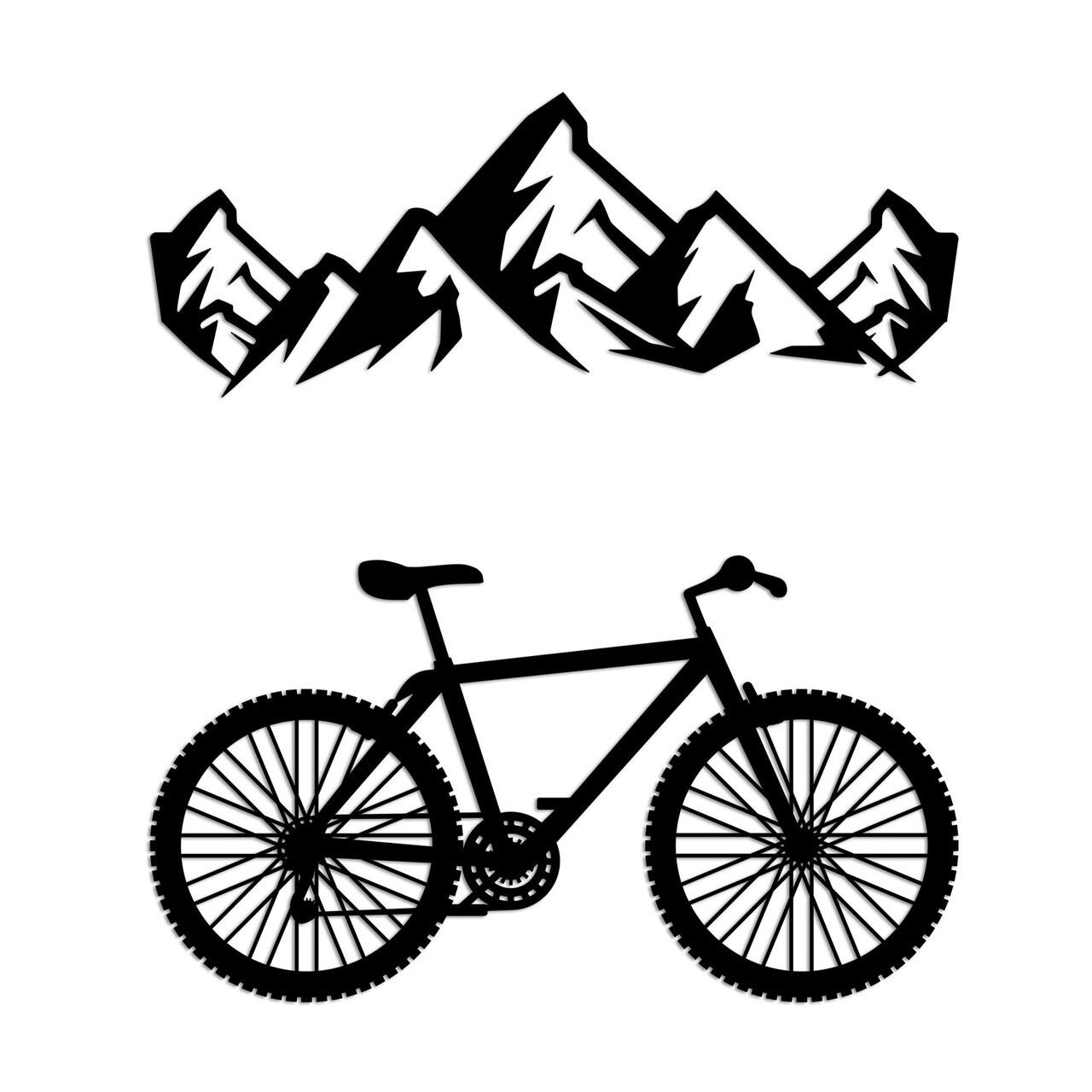 Decoratiune de perete, Mountain And Bicycle, Dimensiune: 70 x 26 cm (1 bucată), Negru — imaginea 5