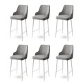 Set scaune de bar 6 piese, Charlotte, Enox, Metal, Gri/Alb