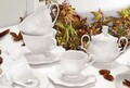 Set 2 cesti cu farfurie pentru cafea, Queen, Brandani, 12.5x5.5 cm, portelan New Bone China