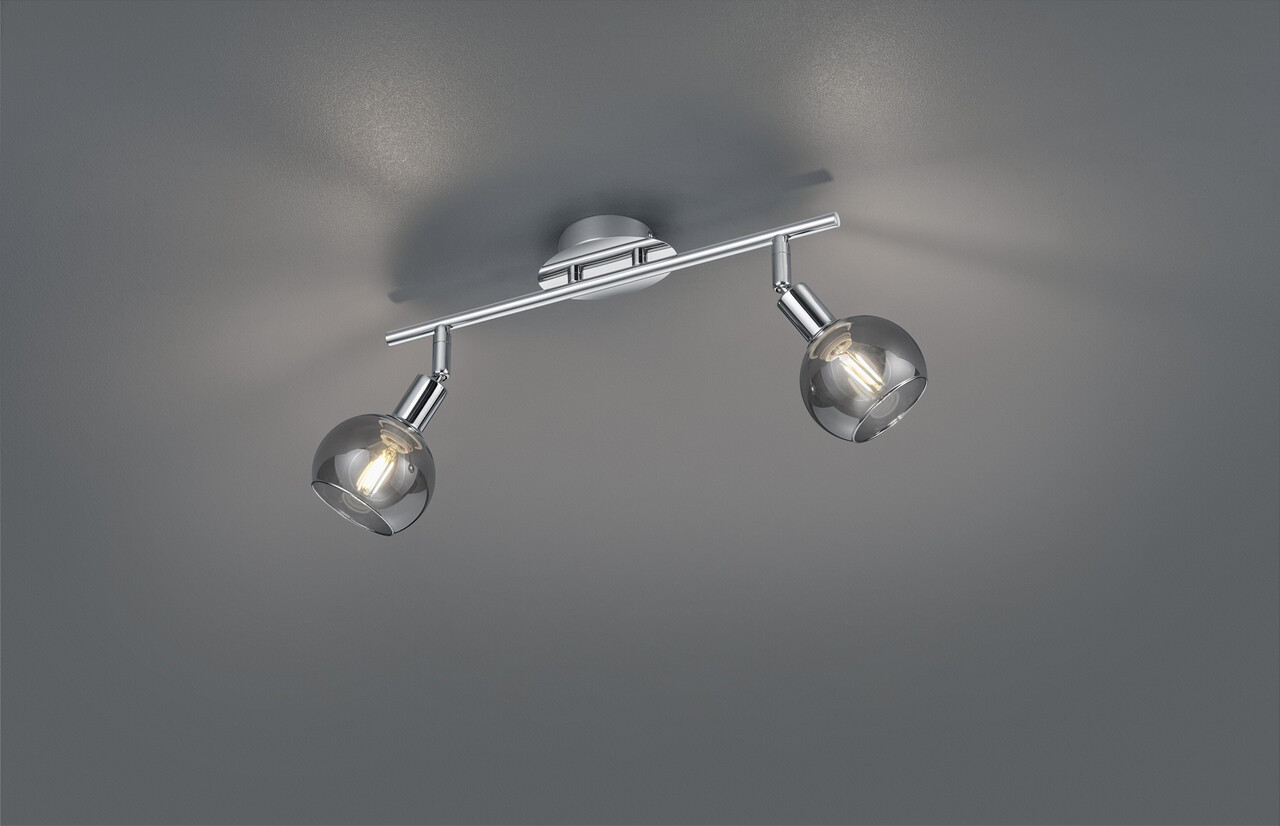 Plafoniera Brest, RL, 40x9x20.5 cm, 15W, 2x E14, metal, argintiu
