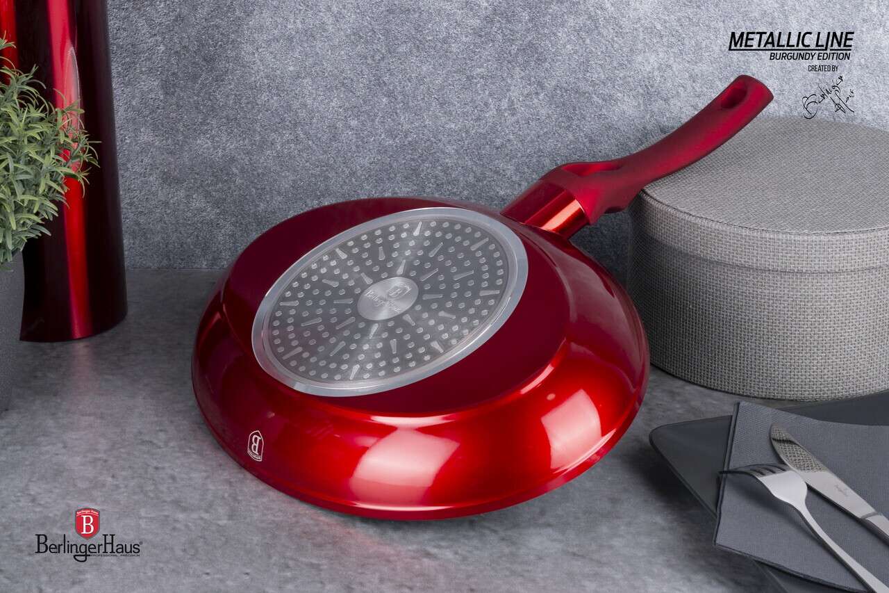 Tigaie pentru peste Berlinger Haus, Burgundy, 35 cm, aluminiu forjat, rosu - imagine 6