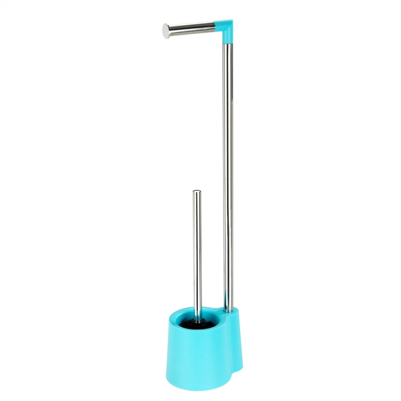 Suport hartie igienica si perie de toaleta Allstar Girona, Wenko, 16 x 69.5 cm, inox/polipropilena, bleu - 1 | YEO