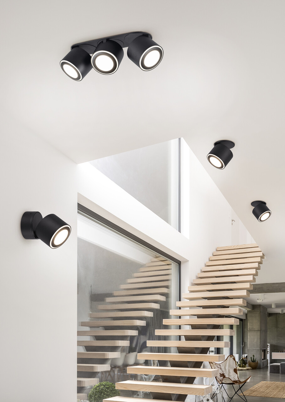 Plafoniera Taurus, TRIO, 27.3x8.7x10.6 cm, 5W, 3x SMD, metal, negru mat